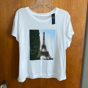 Abercrombie & Fitch White Eiffel Tower Tee